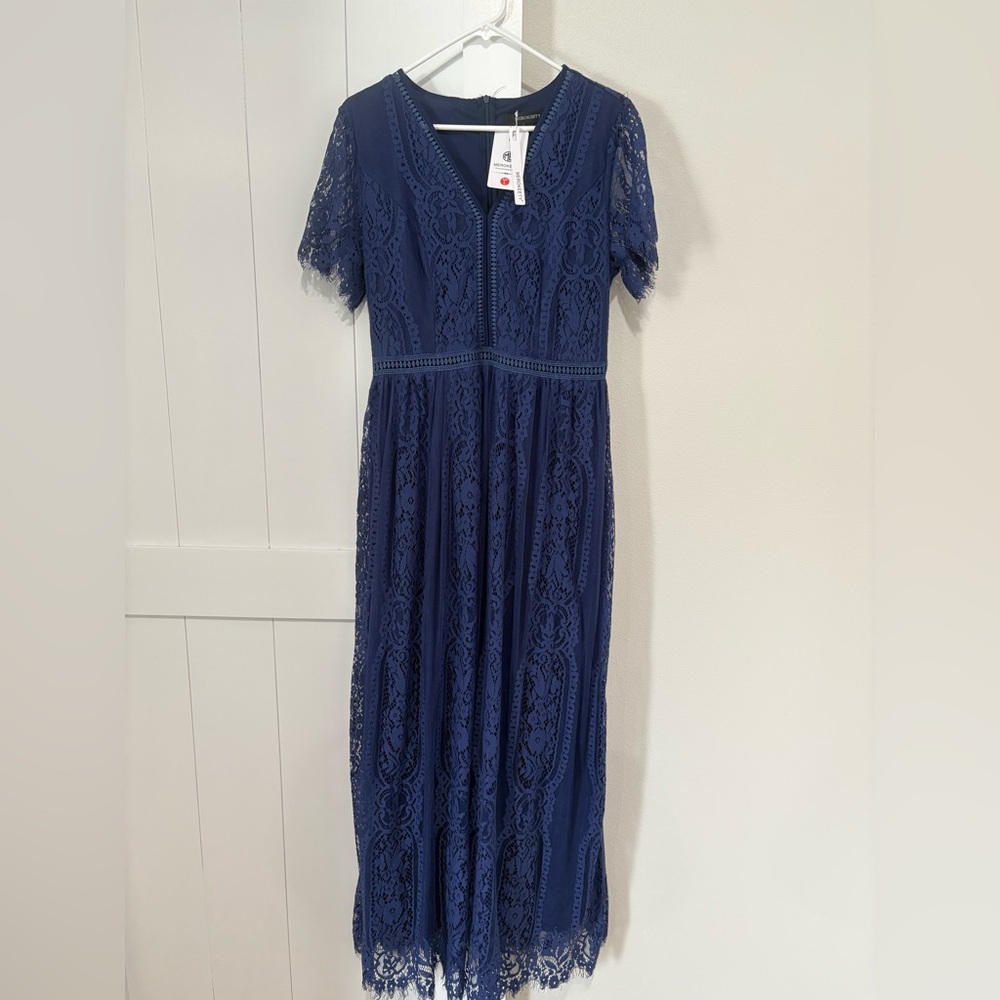 Blue lace maxi dress